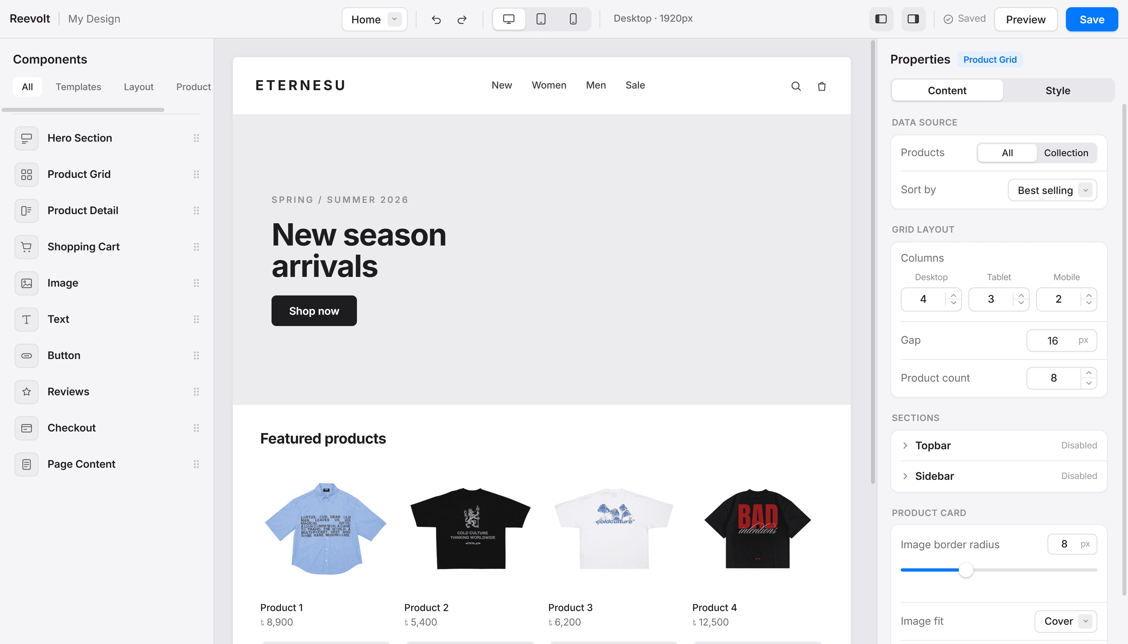 Reevolt store editor